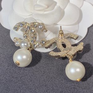 1 pearl c double earrings gold for women 2799