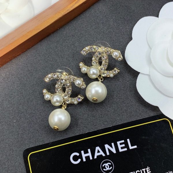 2 pearl c double earrings gold for women 2799