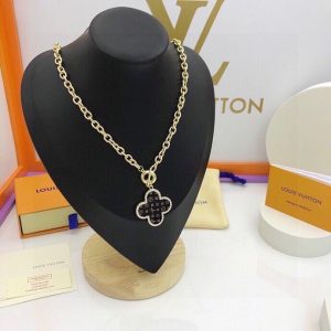 black monogram pendant necklace gold tone for women 2799