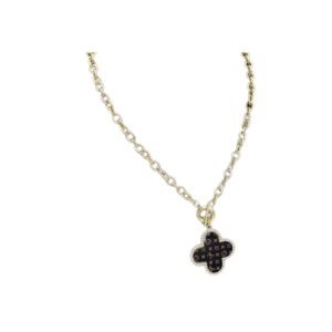 4-Black Monogram Pendant Necklace Gold Tone For Women   2799