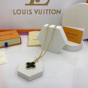 14 black monogram pendant necklace gold tone for women 2799