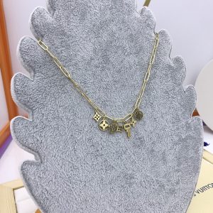 3-Key Big Chain Necklace Gold Tone For Women   2799