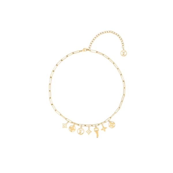 4 key big chain necklace gold tone for women 2799