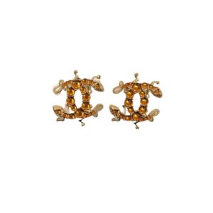 4-Yellow Stones Earrings Gold Tone For Women   2799