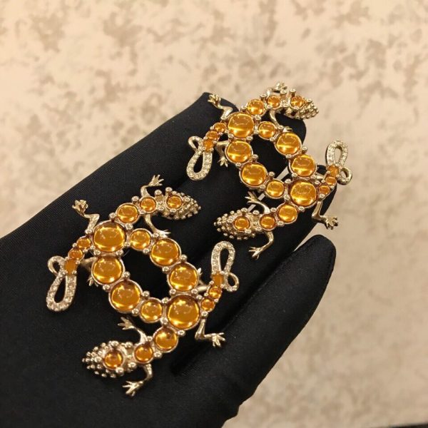 7 yellow stones earrings gold tone for women 2799