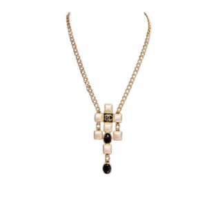 4 morden stone necklace gold tone for women 2799