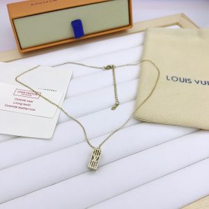 3-Rectangular Pendant Necklace Gold Tone For Women   2799