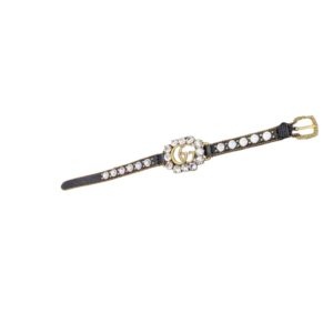 4-Engraved Douple G Bracelet Black For Women   2799