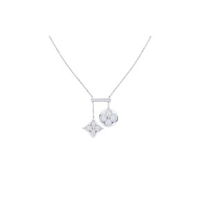4-Two Blossom Necklace Silver Tone For Women   2799