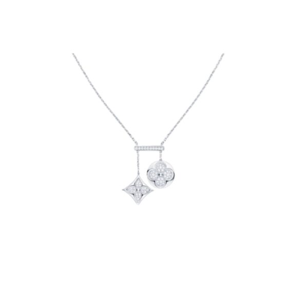 4 two blossom necklace silver tone for women 2799