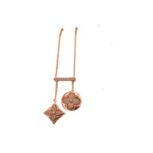 4 two blossom necklace pink gold tone for women 2799