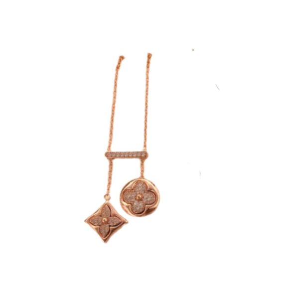 10 two blossom necklace pink gold tone for women 2799