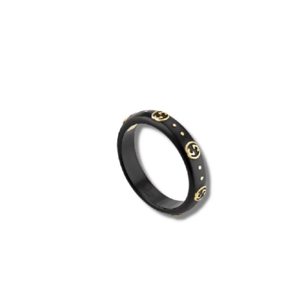 4 icon ring with interlocking g black for women 679262 i0h11 8029 2799