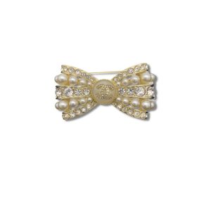 4 cc bowknot ornaments pearl brooch gold tone for women 2799