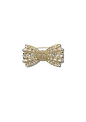 10 cc bowknot ornaments pearl brooch gold tone for women 2799