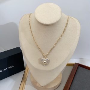 cc crystal heart shape necklace with pearl gold tone for women 2799