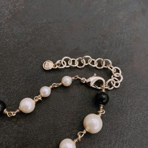 6 cc pearl necklace white and black for women 2799