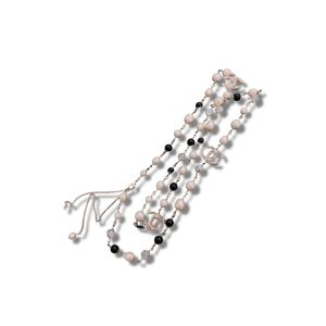 4 cc double long pearl necklace white and black for women 2799