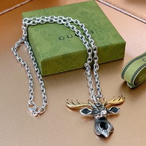 1-Gg Reindeer Necklace Sliver Tone For Women   2799