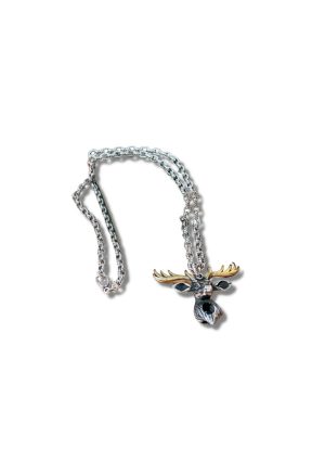 4 gg reindeer necklace sliver tone for women 2799