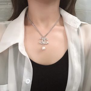 5 necklace pendant cc silver for women 2799