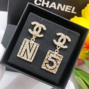 square no5 pendant earrings gold for women 2799