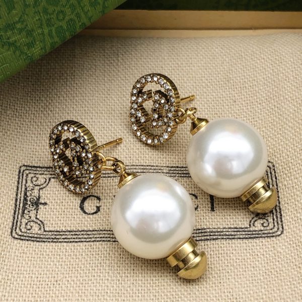 3 pearls earrings gold for women 2799