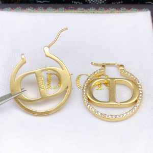 1 rhinestone glossy earrings gold for women 2799