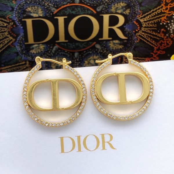 9 rhinestone glossy earrings gold for women 2799