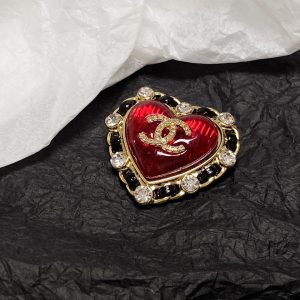 1 cc heart brooch red and black for women 2799