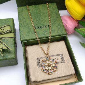 1 gg flower necklace gold tone for women 2799