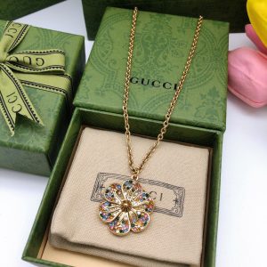 2 gg flower necklace gold tone for women 2799