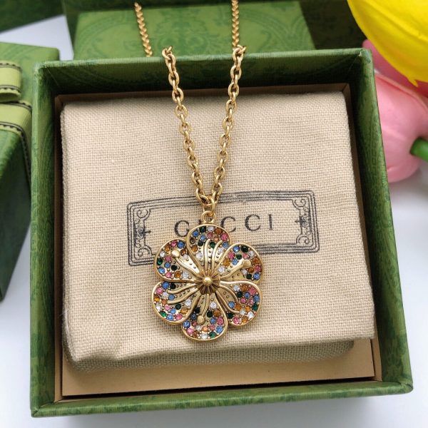 9 gg flower necklace gold tone for women 2799