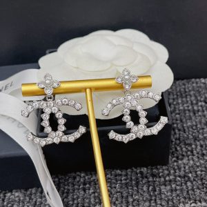 3-Triple Cc Drop Earrings Silver For Women   2799