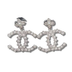 4-Triple Cc Drop Earrings Silver For Women   2799