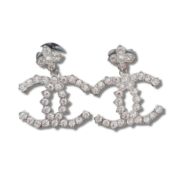 4 triple cc drop earrings silver for women 2799