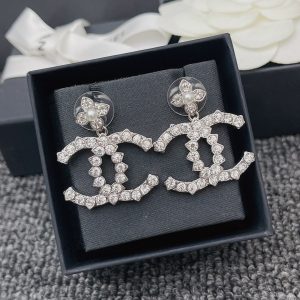 9 triple cc drop earrings silver for women 2799