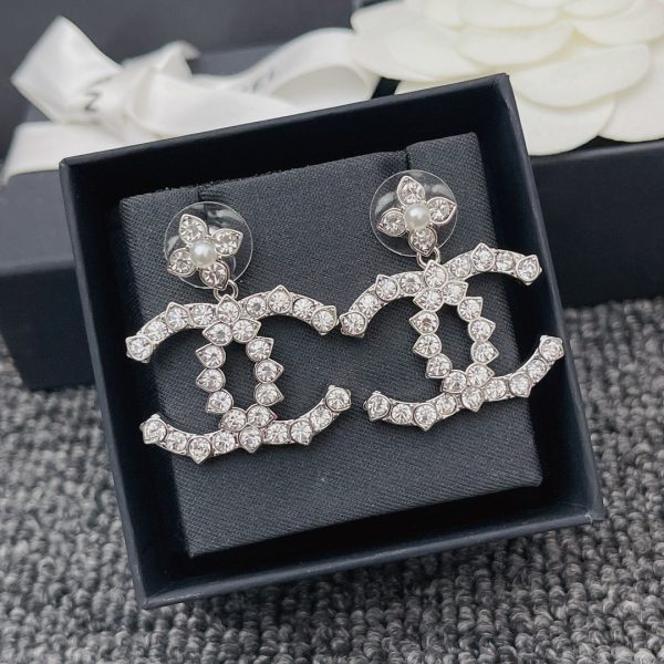 9 triple cc drop earrings silver for women 2799
