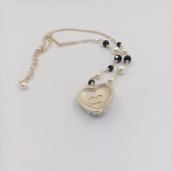 2 pearl heart necklace silver for women 2799