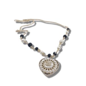 4 pearl heart necklace silver for women 2799