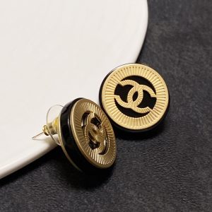 1 huge button motif earrings gold for women 2799