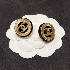 2 huge button motif earrings gold for women 2799