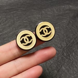 10 huge button motif earrings gold for women 2799