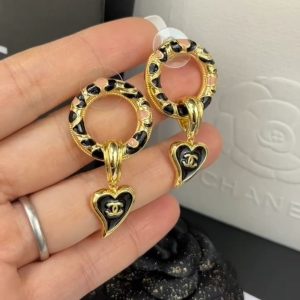 1 classic love double c earrings black for women 2799