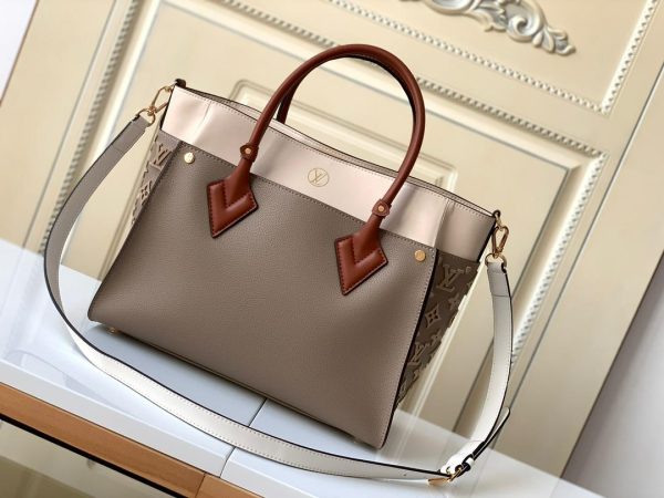 1 louis vuitton on my side mm tote bag monogram tufting on nappa softy for women womens handbags shoulder bags 12in31cm galet grey lv m53825 9988