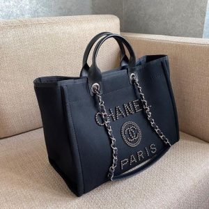 4 beauty chanel large deauville pearl tote bag black for women womens handbags shoulder bags 15in38cm a66941 9988