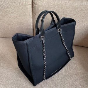 13 beauty chanel large deauville pearl tote bag black for women womens handbags shoulder bags 15in38cm a66941 9988