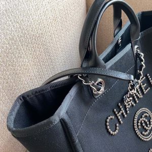 14 chanel large deauville pearl tote bag black for women womens handbags Roman shoulder bags Roman 15in38cm a66941 9988