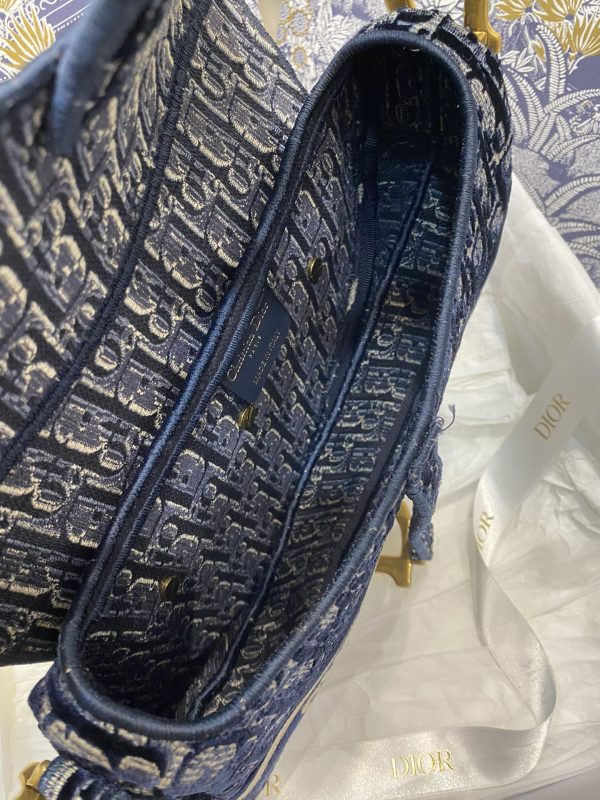 3 christian dior saddle bag blue oblique canvas gold toned hardware for women 25cm10in cd 9988