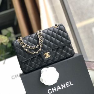 4 chanel classic handbag gold toned hardware black for women womens bags shoulder and crossbody bags 102in26cm a01112 9988